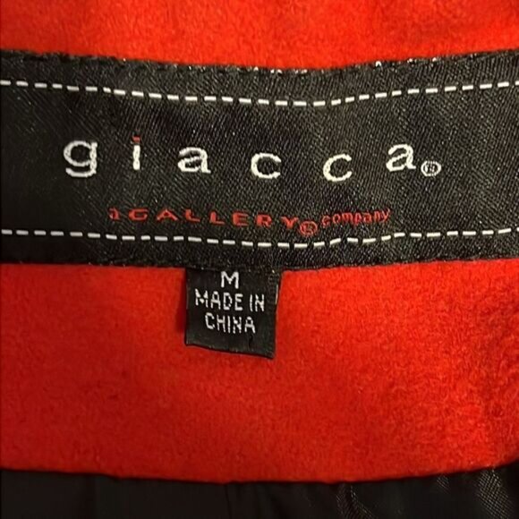 Giacca Red Wool Blend Double Breasted Pea Coat Size M - Picture 11 of 13